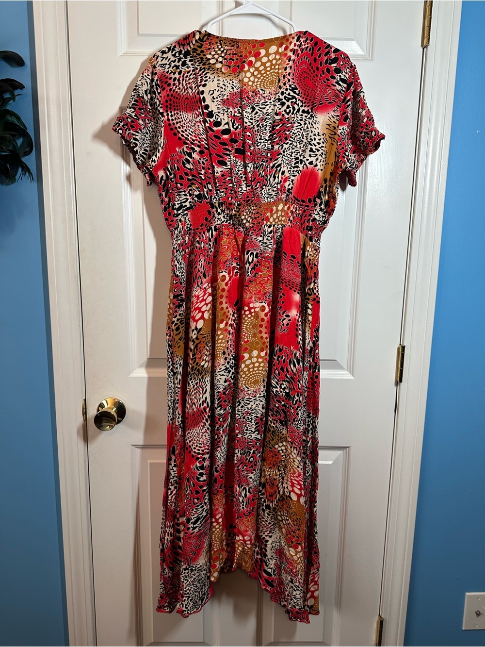 EUC Vibrant Red Multi-Animal Print Women's Maxi Dress Sz XL - Picture 3 of 15